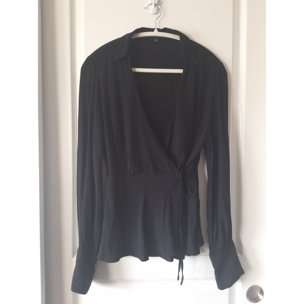 J. Crew Factory Black Wrap Blouse